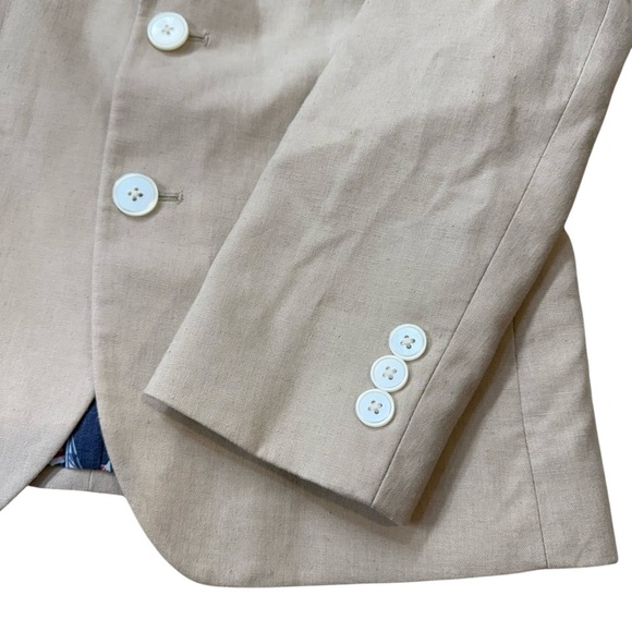 Lauren Ralph Lauren Boys Classic Suit Jacket Blazer Khaki crème tan linen 12R - Picture 8 of 12